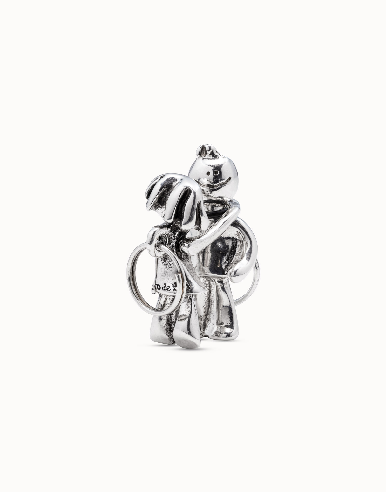 Sterling silver-plated girl and boy key-ring, Silver, large thumbnail